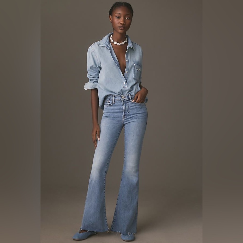 33. frame le high flare high rise flared jeans stride wash size 25